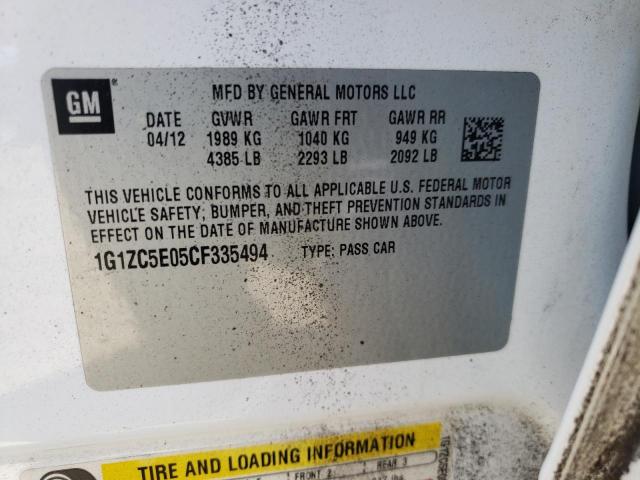 Photo 10 from auction – 2012 CHEVROLET MALIBU 1LT with VIN 1G1ZC5E05CF335494