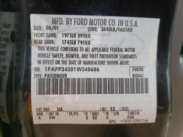 Photo 10 from auction – 2001 FORD FOCUS SE with VIN 1FAFP34301W348686