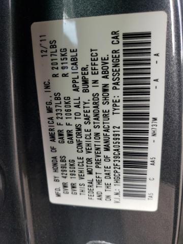 Photo 10 from auction – 2012 HONDA ACCORD LX with VIN 1HGCP2F39CA059912