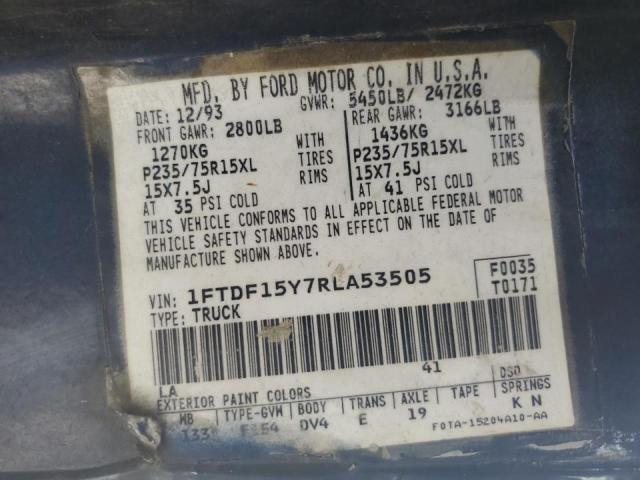 Photo 10 from auction – 1994 FORD F150 with VIN 1FTDF15Y7RLA53505