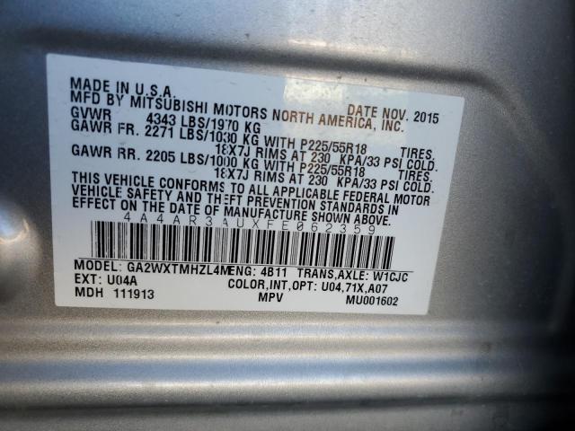 Photo 10 from auction – 2015 MITSUBISHI OUTLANDER with VIN 4A4AR3AUXFE062359