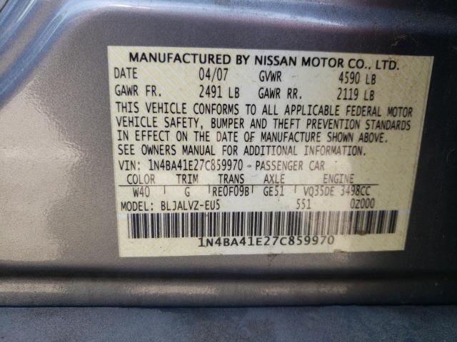 Photo 10 from auction – 2007 NISSAN MAXIMA SE with VIN 1N4BA41E27C859970