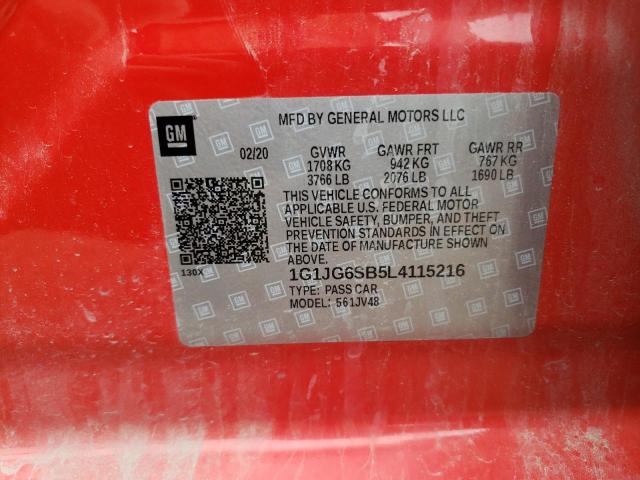 Photo 10 from auction – 2020 CHEVROLET SONIC with VIN 1G1JG6SB5L4115216