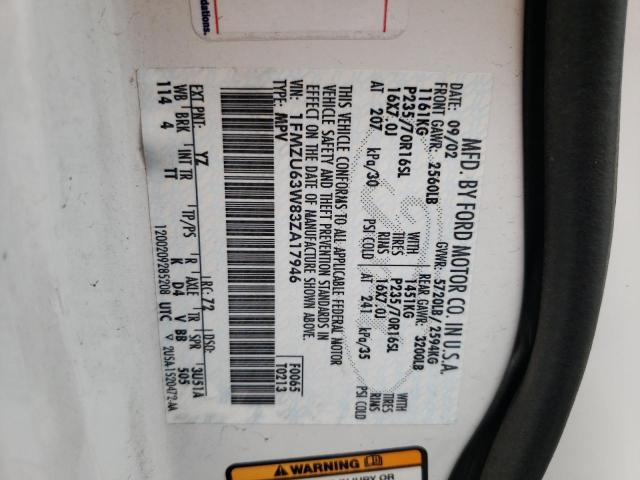 Photo 10 from auction – 2003 FORD EXPLORER X with VIN 1FMZU63W83ZA17946