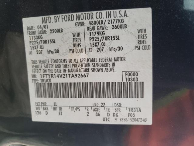 Photo 10 from auction – 2001 FORD RANGER SUP with VIN 1FTYR14V21TA92667