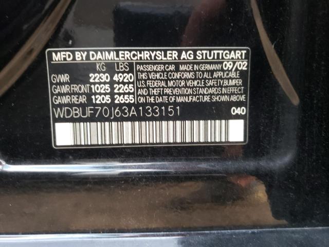 Photo 10 from auction – 2003 MERCEDES-BENZ E 500 with VIN WDBUF70J63A133151