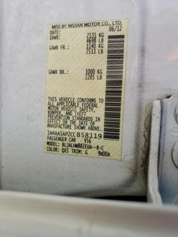Photo 10 from auction – 2012 NISSAN MAXIMA S with VIN 1N4AA5AP2CC858119