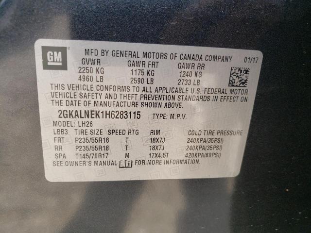 Photo 10 from auction – 2017 GMC TERRAIN SL with VIN 2GKALNEK1H6283115