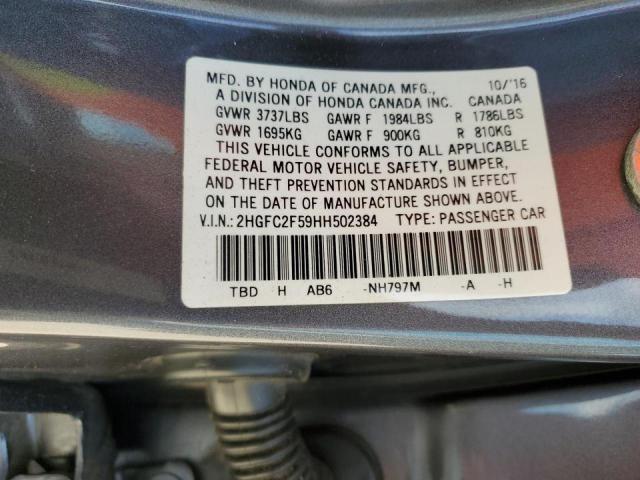 Photo 10 from auction – 2017 HONDA CIVIC LX with VIN 2HGFC2F59HH502384