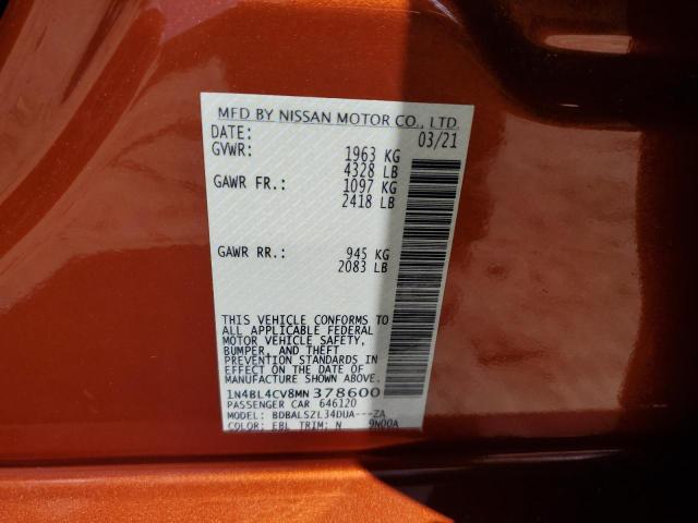 Photo 10 from auction – 2021 NISSAN ALTIMA SR with VIN 1N4BL4CV8MN378600