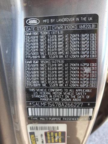 Photo 10 from auction – 2008 LAND ROVER RANGE ROVE with VIN SALMF15478A266227
