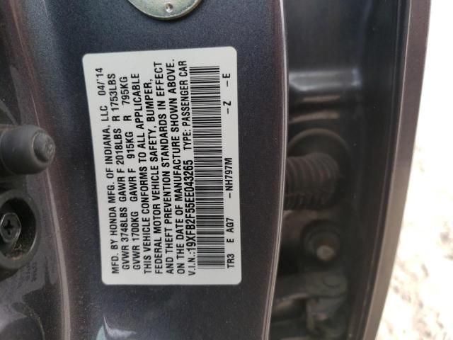 Photo 10 from auction – 2014 HONDA CIVIC LX with VIN 19XFB2F55EE043265