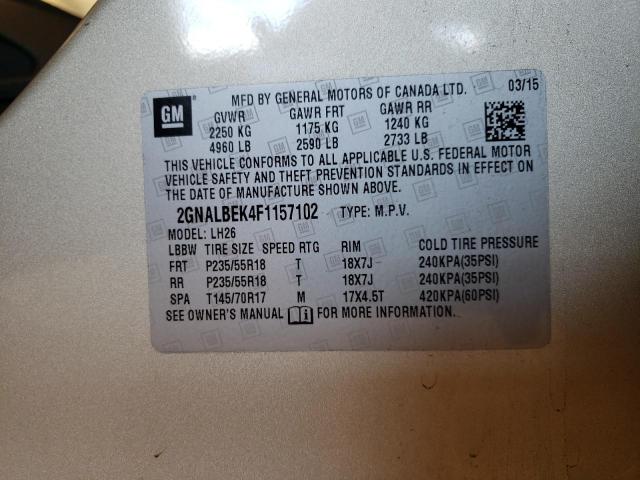 Photo 10 from auction – 2015 CHEVROLET EQUINOX LT with VIN 2GNALBEK4F1157102