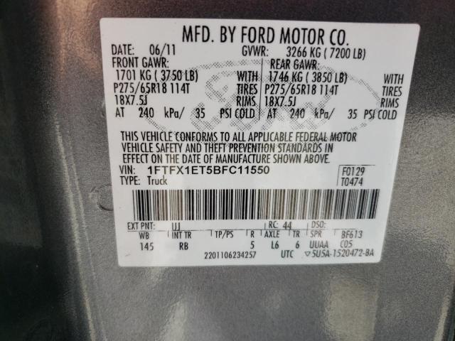 Photo 10 from auction – 2011 FORD F150 SUPER with VIN 1FTFX1ET5BFC11550