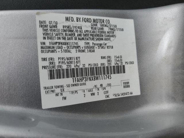 Photo 10 from auction – 2011 FORD FOCUS SE with VIN 1FAHP3FNXBW111745