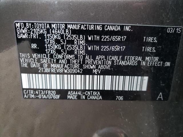 Photo 10 from auction – 2015 TOYOTA RAV4 with VIN 2T3BFREV8FW309042