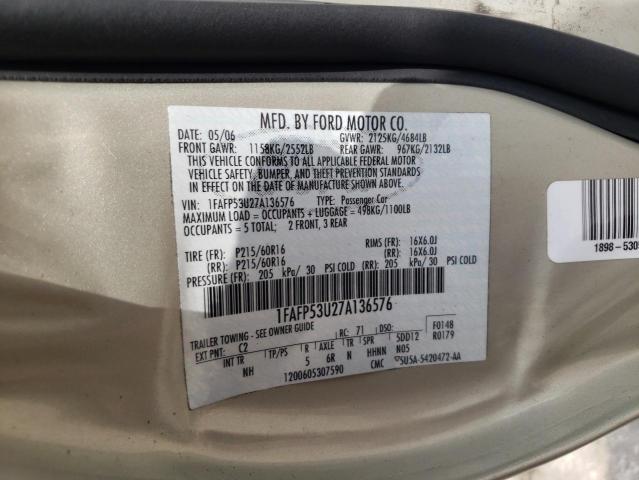 Photo 10 from auction – 2007 FORD TAURUS SE with VIN 1FAFP53U27A136576