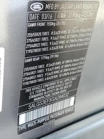 Photo 10 from auction – 2016 LAND ROVER RANGE ROVE with VIN SALGS3EFXGA284032