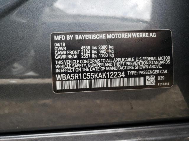Photo 10 from auction – 2019 BMW 330I with VIN WBA5R1C55KAK12234