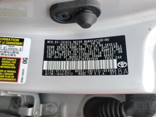 Photo 10 from auction – 2019 TOYOTA COROLLA L with VIN 5YFBURHE2KP902840