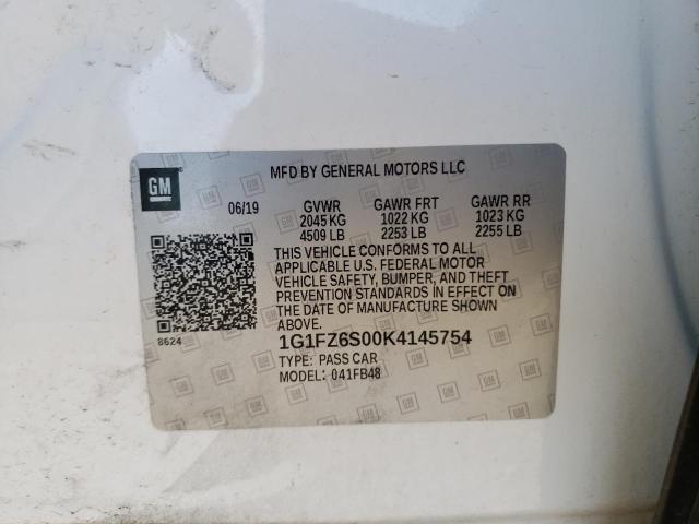Photo 10 from auction – 2019 CHEVROLET BOLT EV PR with VIN 1G1FZ6S00K4145754