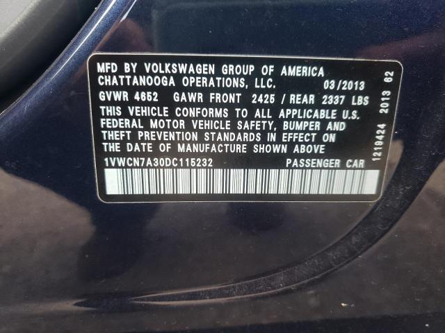 Photo 10 from auction – 2013 VOLKSWAGEN PASSAT SEL with VIN 1VWCN7A30DC115232