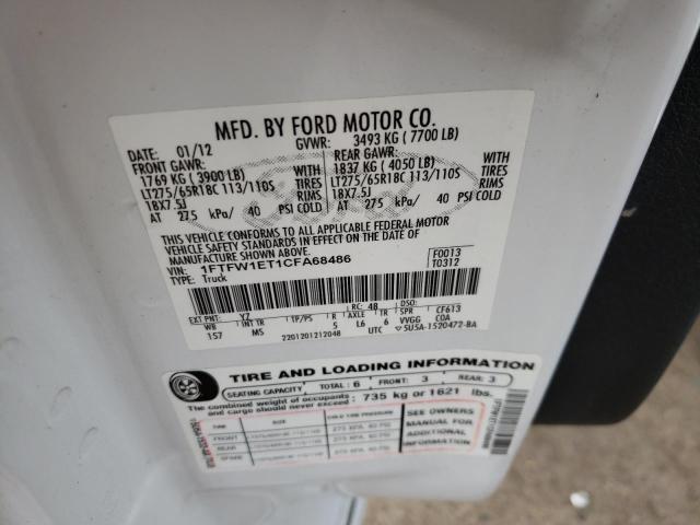 Photo 10 from auction – 2012 FORD F150 SUPER with VIN 1FTFW1ET1CFA68486