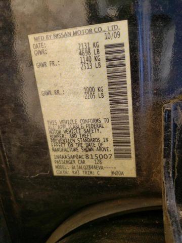 Photo 10 from auction – 2010 NISSAN MAXIMA S with VIN 1N4AA5AP0AC815007