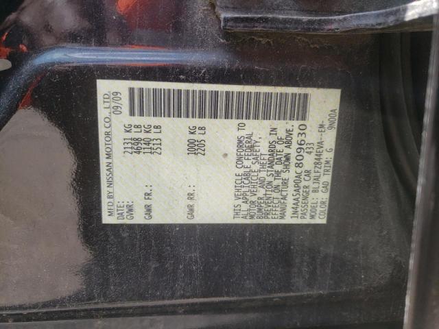 Photo 10 from auction – 2010 NISSAN MAXIMA S with VIN 1N4AA5AP0AC809630