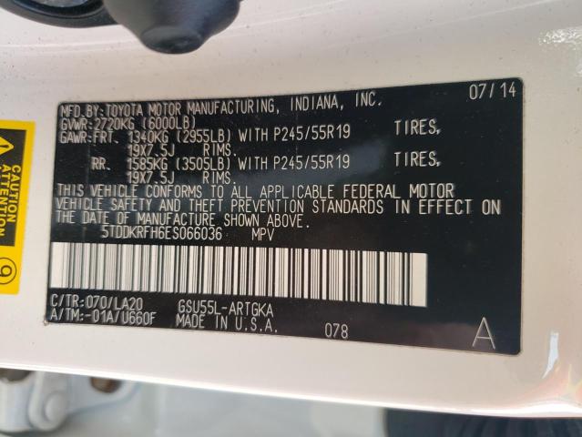 Photo 10 from auction – 2014 TOYOTA HIGHLANDER with VIN 5TDDKRFH6ES066036