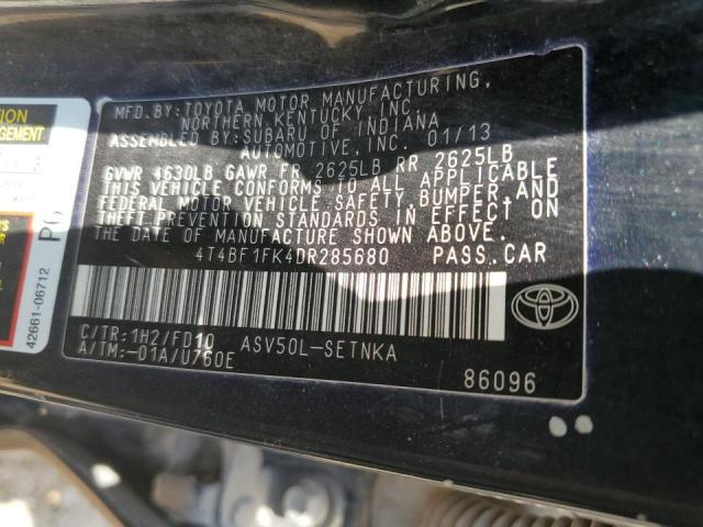 Photo 10 from auction – 2013 TOYOTA CAMRY L with VIN 4T4BF1FK4DR285680