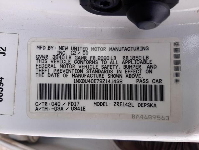 Photo 10 from auction – 2009 TOYOTA COROLLA BA with VIN 1NXBU40E79Z141438