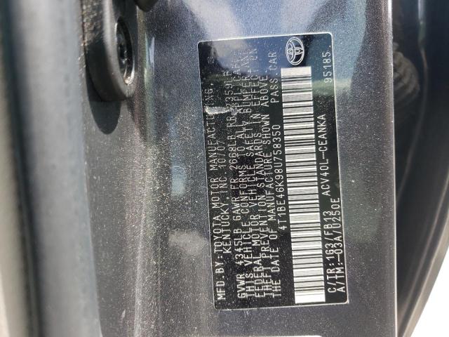 Photo 10 from auction – 2008 TOYOTA CAMRY CE with VIN 4T1BE46K98U758350