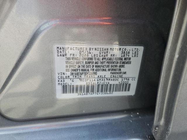 Photo 10 from auction – 2016 NISSAN SENTRA S with VIN 3N1AB7AP7GY338680