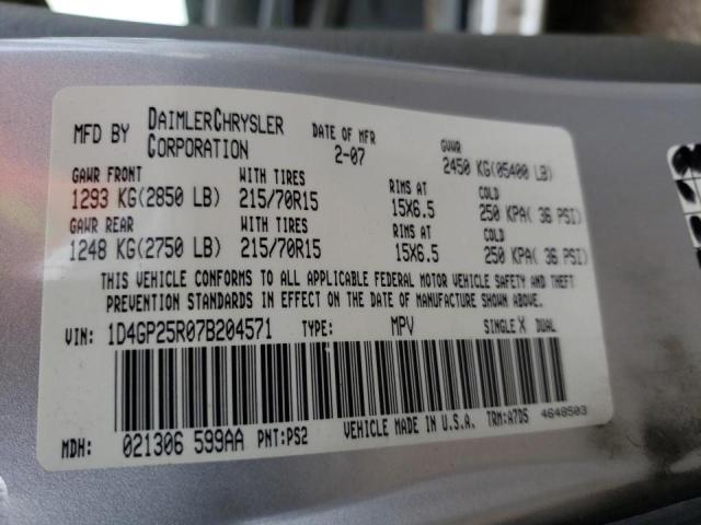 Photo 10 from auction – 2007 DODGE CARAVAN SE with VIN 1D4GP25R07B204571