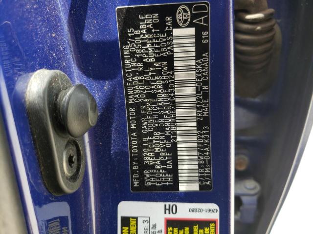Photo 10 from auction – 2015 TOYOTA COROLLA L with VIN 2T1BURHE7FC430124