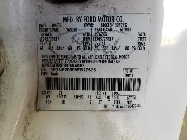 Photo 10 from auction – 2006 FORD F250 SUPER with VIN 1FTNF20596EB27675