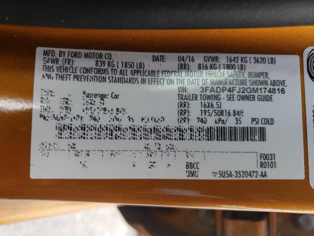 Photo 10 from auction – 2016 FORD FIESTA TIT with VIN 3FADP4FJ2GM174816