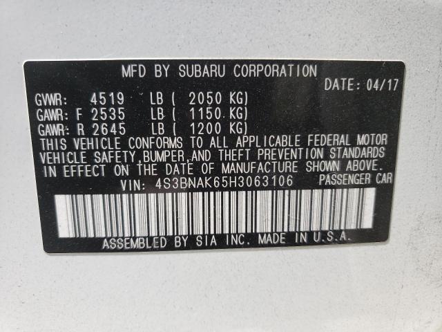 Photo 10 from auction – 2017 SUBARU LEGACY 2.5 with VIN 4S3BNAK65H3063106