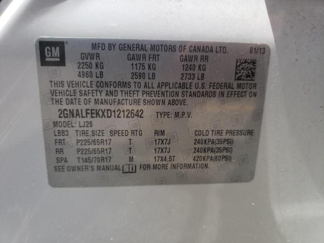 Photo 10 from auction – 2013 CHEVROLET EQUINOX LT with VIN 2GNALFEKXD1212642