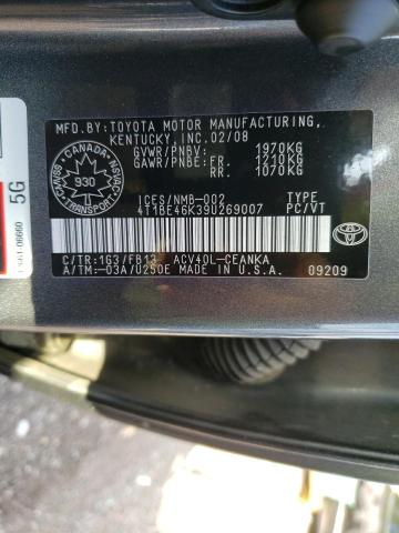 Photo 10 from auction – 2009 TOYOTA CAMRY BASE with VIN 4T1BE46K39U269007