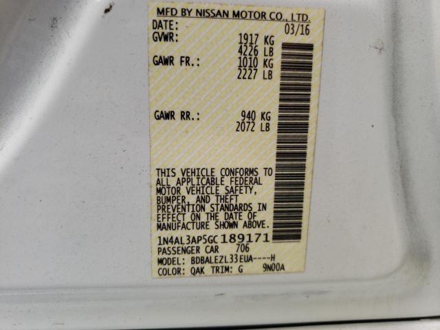Photo 10 from auction – 2016 NISSAN ALTIMA 2.5 with VIN 1N4AL3AP5GC189171