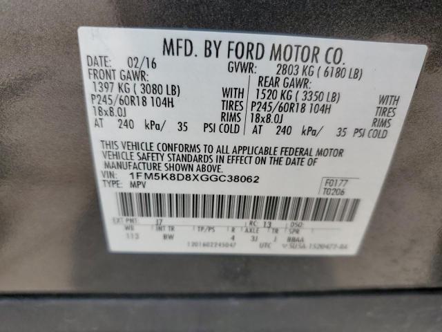 Photo 10 from auction – 2016 FORD EXPLORER X with VIN 1FM5K8D8XGGC38062