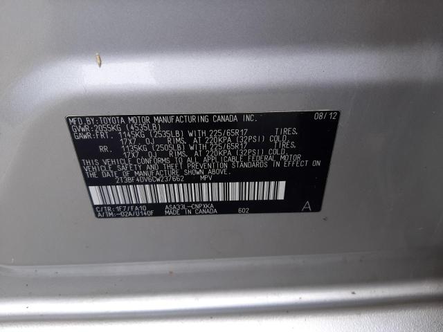 Photo 10 from auction – 2012 TOYOTA RAV4 with VIN 2T3BF4DV6CW237662