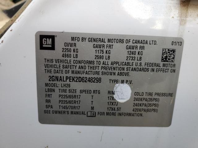 Photo 10 from auction – 2013 CHEVROLET EQUINOX LT with VIN 2GNALPEK2D6248298