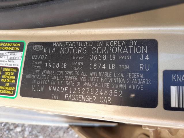 Photo 10 from auction – 2007 KIA RIO BASE with VIN KNADE123276248352
