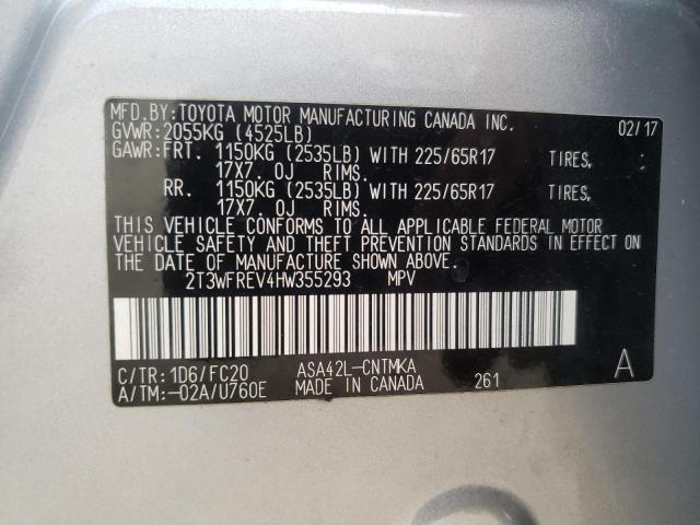 Photo 10 from auction – 2017 TOYOTA RAV4 XLE with VIN 2T3WFREV4HW355293