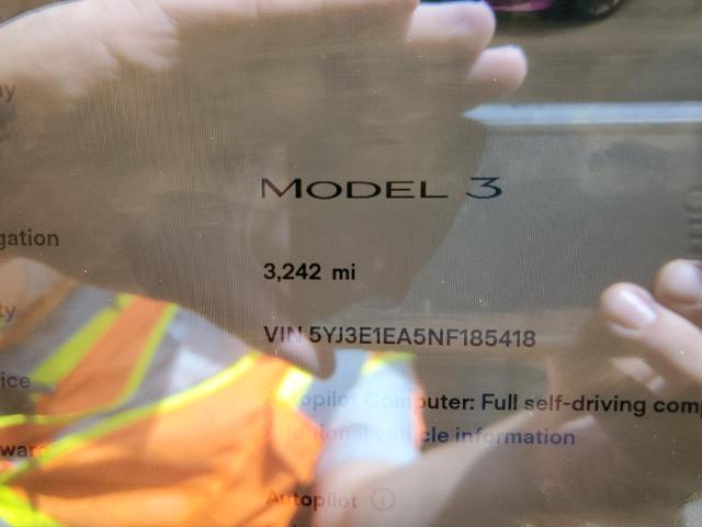 Photo 8 from auction – 2022 TESLA MODEL 3 with VIN 5YJ3E1EA5NF185418