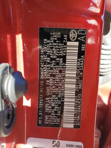 Photo 10 from auction – 2019 TOYOTA COROLLA L with VIN 2T1BURHE0KC165542