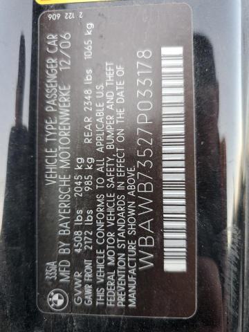 Photo 10 from auction – 2007 BMW 335 I with VIN WBAWB73527P033178